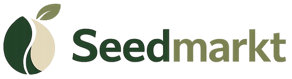 Seedmarkt logo with a leaf on a white background